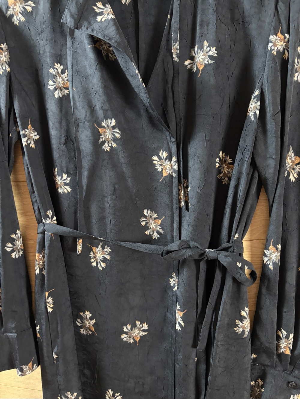 Vince Tossed Bouquet Floral Mandarin Tie Neck S Midi Dress Whimsigoth - Picture 5 of 14